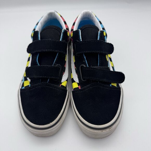 Vans Old Skool Sneakers Neon Glow Checkerboard Skate Shoe EUC | Kids 2 - Picture 2 of 7